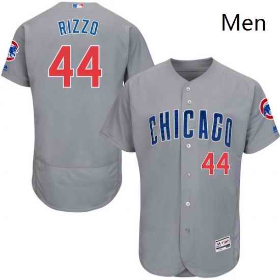 Mens Majestic Chicago Cubs 44 Anthony Rizzo Grey Road Flex Base Authentic Collection MLB Jersey